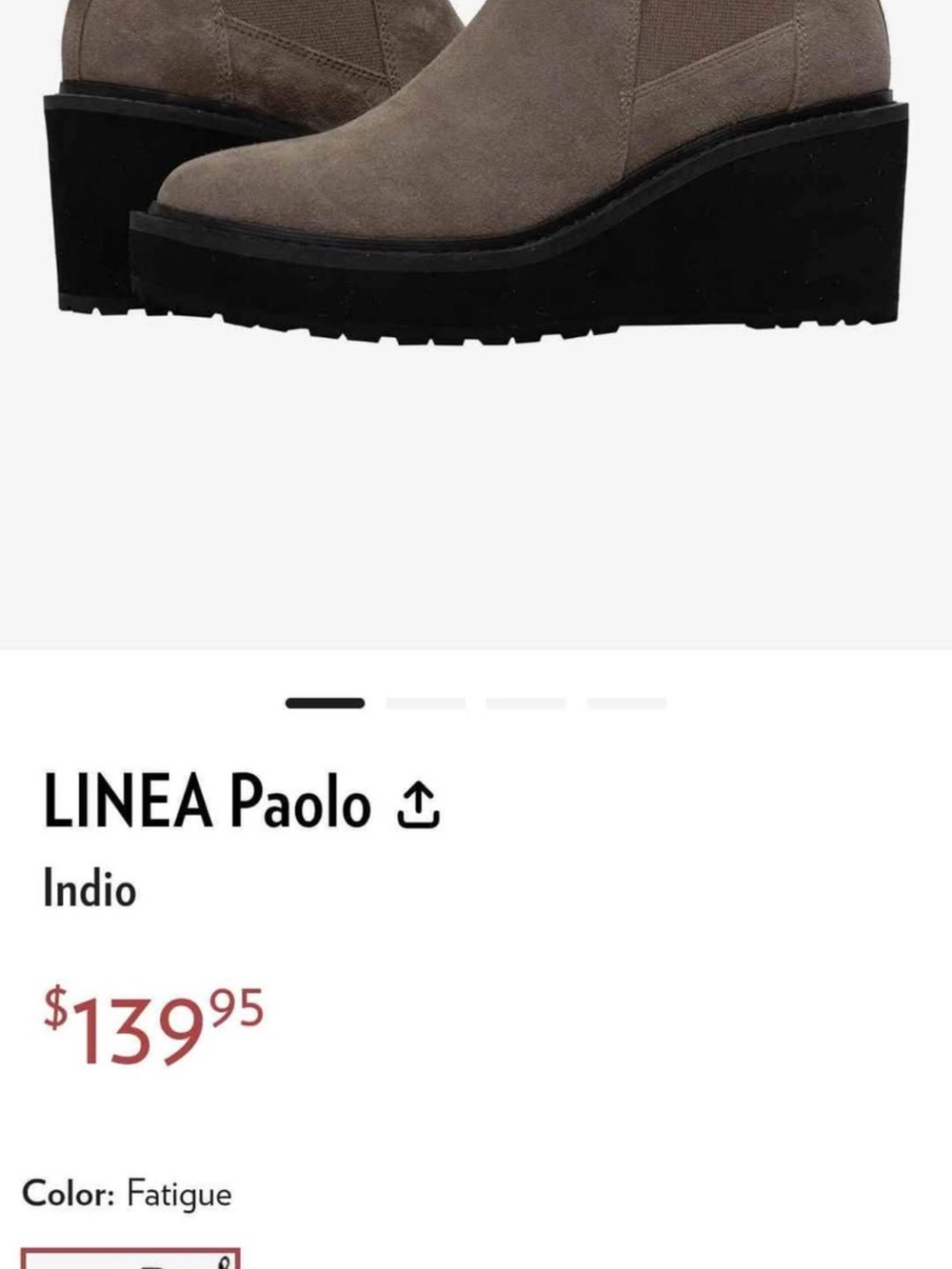Paolo Indio Suede Wedge Boot in Fatigue Taupe and Black Sole